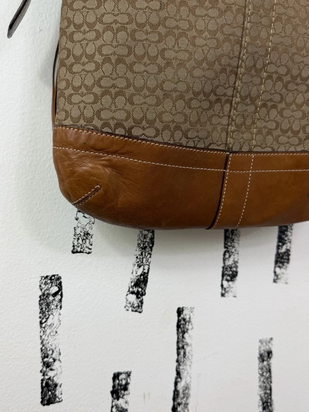 Coach Signature Jacquard/Leather Tan Hobo Crossbody Convertible Bag Y2K Vintage